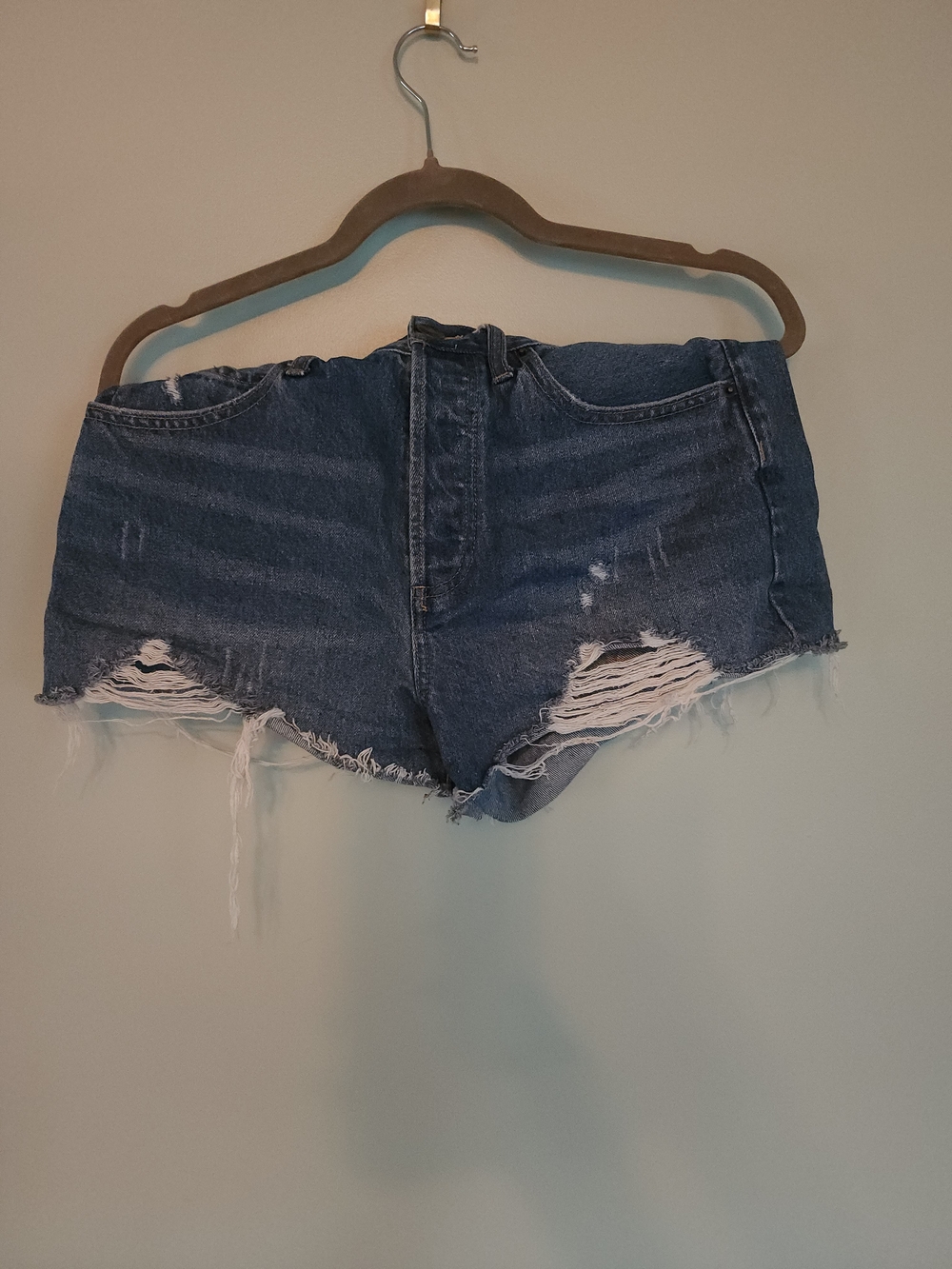 Z Supply Distressed Mid-Blue Denim Cutoff Shorts
